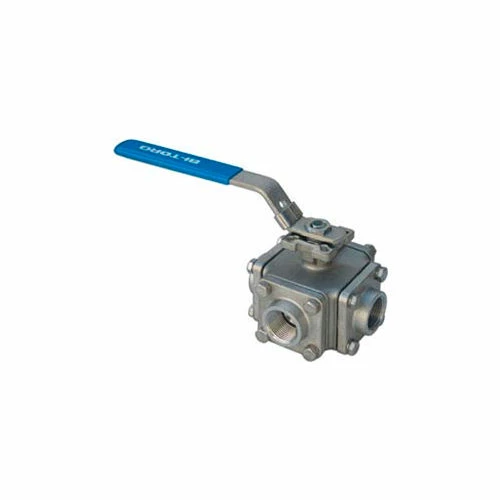 Bi-Torq 3/4" 3-Way L-Port SS NPT Threaded Ball Valve With Lockable Lever Handle 3 Bi-Torq 3/4" 3-Way L-Port SS NPT Threaded Ball Valve With Lockable Lever Handle