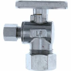 Jones Stephens 1/4 Turn Angle Supply Stop Valve, Chrome Plated, 5/8" OD Comp x 1/4" OD Comp