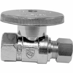 Jones Stephens 1/4 Turn Straight Supply Stop Valve, Chrome Plated, 3/8" FIP x 3/8" OD Comp