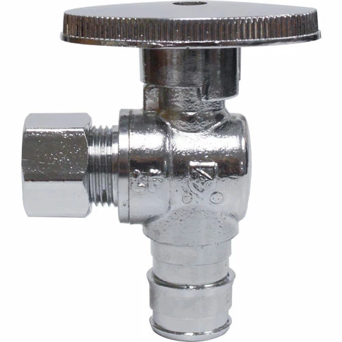 Jones Stephens 1/4 Turn Angle Supply Stop Valve, Chrome Plated, 1/2" PEX F1960 x 3/8" OD Comp 3 Jones Stephens 1/4 Turn Angle Supply Stop Valve, Chrome Plated, 1/2" PEX F1960 x 3/8" OD Comp