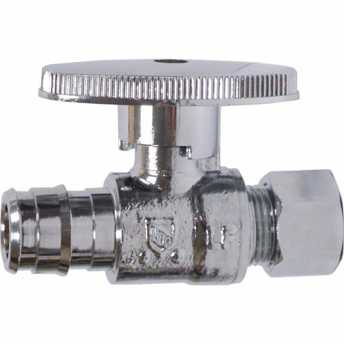 Jones Stephens 1/4 Turn Straight Supply Stop Valve, Chrome Plated, 1/2" PEX F1960 x 3/8" OD Comp 3 Jones Stephens 1/4 Turn Straight Supply Stop Valve, Chrome Plated, 1/2" PEX F1960 x 3/8" OD Comp