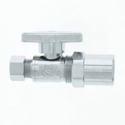 Jones Stephens 1/4 Turn Straight Supply Stop Valve, Chrome Plated, 1/2" CPVC x 3/8" OD Comp