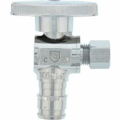 Jones Stephens 1/4 Turn Angle Supply Stop Valve, Chrome Plated, 1/2" PEX F1960 x 1/4" OD Comp