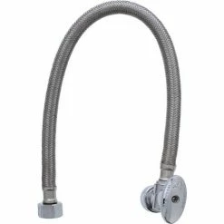 Jones Stephens 1/4 Turn Angle Stop Valve w/ Cross Handle, Brushed Nickel, 1/2" FIP x 3/8" OD Comp