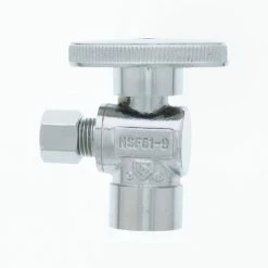 Jones Stephens 1/4 Turn Angle Supply Stop Valve, Chrome Plated, 1/2" SWT x 1/4" OD Comp