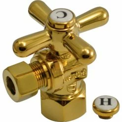 Jones Stephens 1/4 Turn Angle Stop Valve w/ Cross Handle, Oil Rubbed Bronze, 1/2" FIP x 3/8" OD Comp
