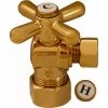 Jones Stephens 1/4 Turn Straight Stop Valve w/ Cross Handle, Polished Brass, 1/2" FIP x 3/8" OD Comp -Valves Online Shop JO5 S4203PB
