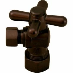 Jones Stephens 1/4 Turn Angle Stop Valve w/ Cross Handle, Brushed Nickel, 5/8"OD Comp x 3/8"OD Comp