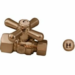 Jones Stephens 1/4 Turn Straight Stop Valve w/ Cross Handle, Old World Bronze, 1/2"FIP x 3/8"OD Comp