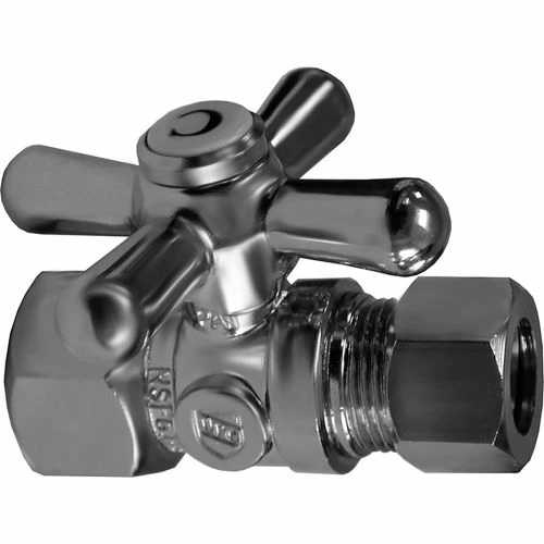 Jones Stephens 1/4 Turn Angle Stop Valve w/ Cross Handle, Oil Rubbed Bronze, 5/8"OD Comp x 3/8"OD 3 Jones Stephens 1/4 Turn Angle Stop Valve w/ Cross Handle, Oil Rubbed Bronze, 5/8"OD Comp x 3/8"OD