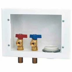 Oatey 38996 Reversible Metal Washing Machine Outlet Box 1/4 Turn, Hammer, Copper Swt, 2" Rubber, SP