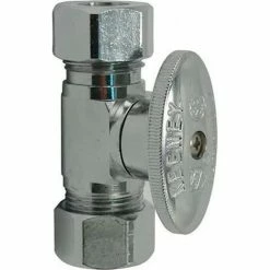 Keeney Manufacturing Keeney®2071PCLF Straight Quarter Turn Valve 3/8" O.D. Comp. X 3/8" O.D., Chrome Lead Free - Pkg Qty 12