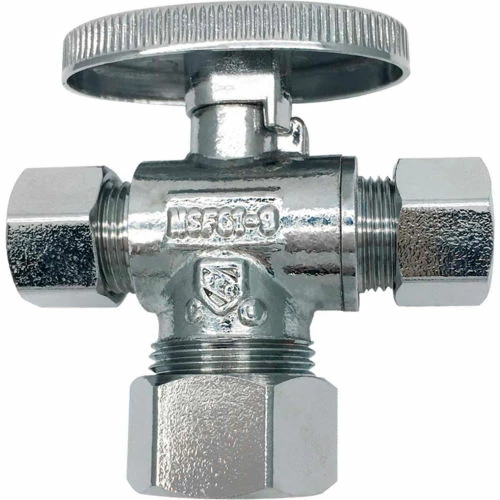 THEWORKS® 1/4 Turn 3-Way Stop - 5/8" OD x 3/8" OD x 3/8 OD 3 THEWORKS® 1/4 Turn 3-Way Stop - 5/8" OD x 3/8" OD x 3/8 OD