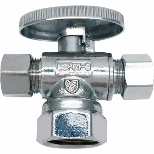 THEWORKS® 1/4 Turn 3-Way Stop - 1/2" FIP x 3/8" OD x 3/8 OD 3 THEWORKS® 1/4 Turn 3-Way Stop - 1/2" FIP x 3/8" OD x 3/8 OD